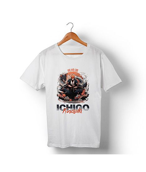 iShopping - Genteez Ichigo Kurosaki Digital Printed T Shirt For Men-White-Large