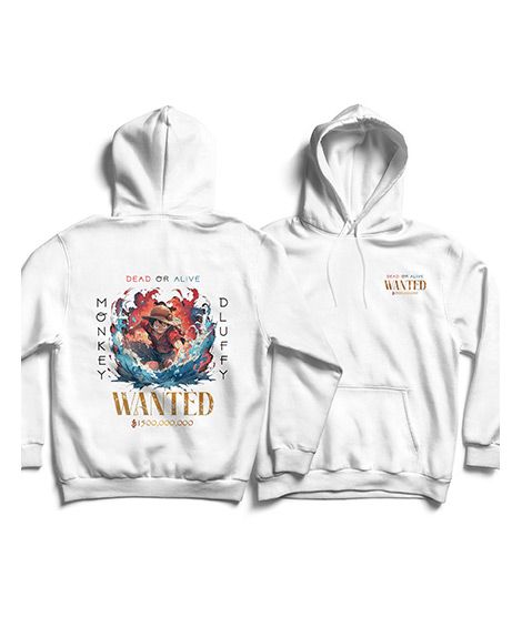 iShopping - Genteez Monkey D Luffy Digital Printed Pullover Hoodie For Men-White-Extra Large
