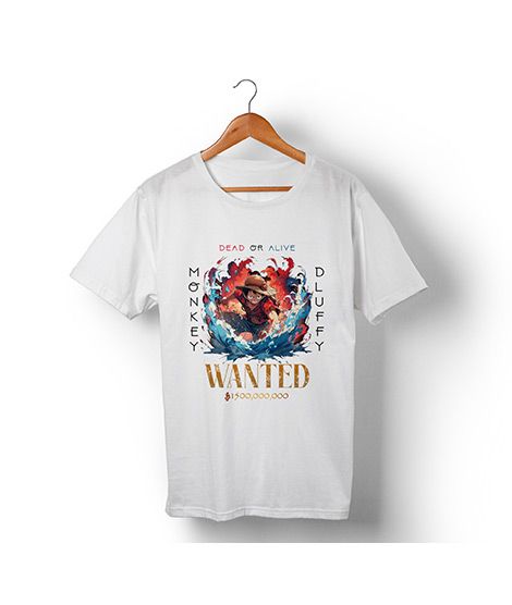 iShopping - Genteez Monkey D Luffy Digital Printed T Shirt For Men-White-Medium
