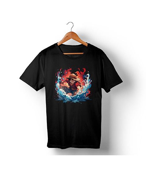iShopping - Genteez New Luffy Digital Printed T Shirt For Men-Black-Large