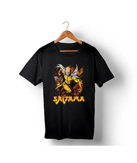 iShopping - Genteez Saitama Digital Printed T Shirt For Men-Black-Small