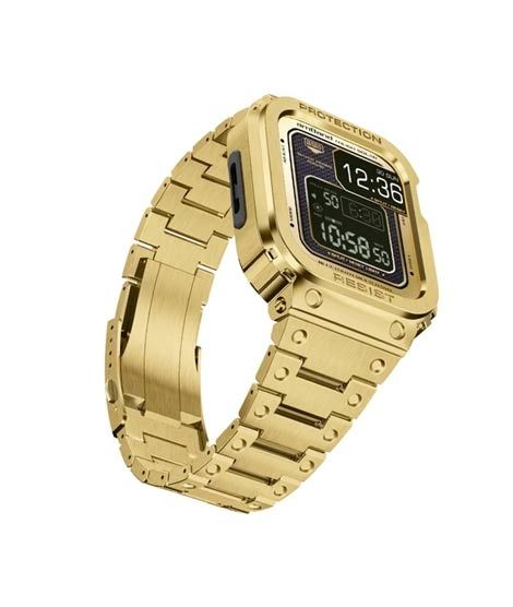 iShopping - Amband Stainless Steel Apple Watch Band & Case Saturn Gold (AMT-3039)