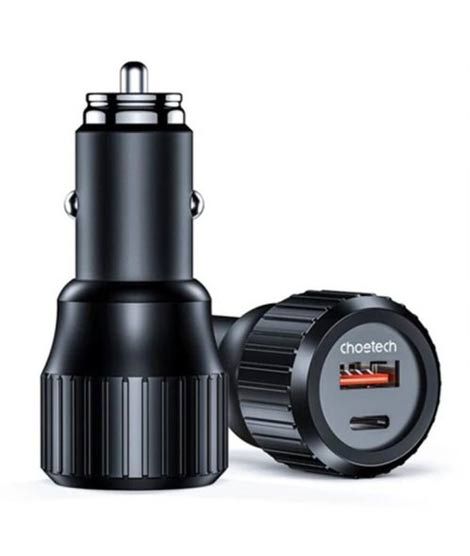 iShopping - Choetech 63W Dual USB-C 45W + 18W Fast Car Charger Black (TC0010)