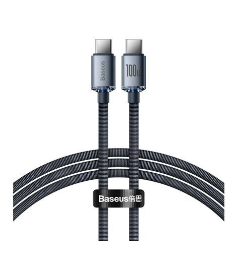 iShopping - Baseus Crystal Shine 100W Type-C to Type-C Fast Charging Data Cable 1.2M Black