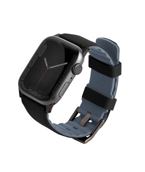 iShopping - Uniq Linus Airosoft Silicone Strap For Apple Watch Series 1-10 Midnight Black