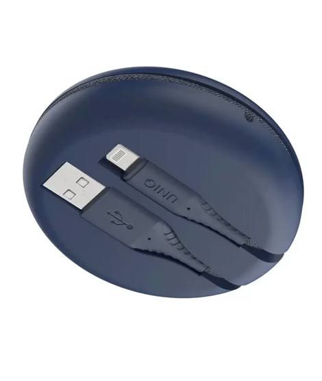 iShopping - Uniq Halo USB-A To Lightning Cable With Smart Cable Organiser - Marine Blue