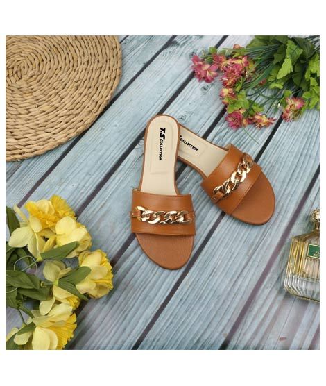 iShopping - RG Shop Chain Style Casual Slipper For Women-Brown-40 - Euro