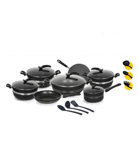iShopping - Klassic Glass Lid Non Stick Grace Crescent Series Cookware Set - 18 Pieces