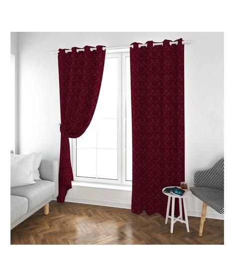 iShopping - Maguari Lining Jacquard Curtains 2 Pcs Maroon
