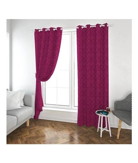 iShopping - Maguari Lining Jacquard Curtains 2 Pcs Dark Pink