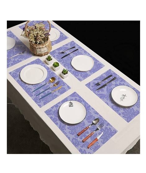 iShopping - Maguari Luxurious Jacquard 6 Person Dining Table Mats Light Purple