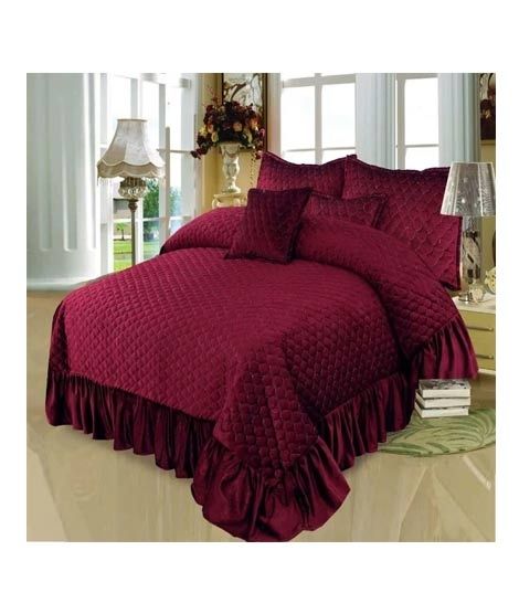 iShopping - Maguari Luxury Frill Design King Bed Sheet Maroon