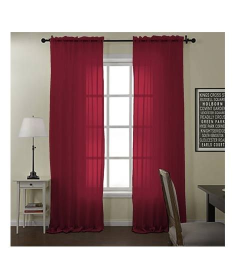 iShopping - Maguari Plain Net Curatin 2 Pcs Maroon