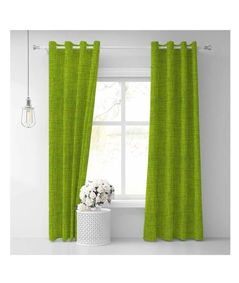 iShopping - Maguari Printed Textured Curtain 2 Pcs Parrot Green