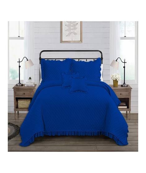 iShopping - Maguari Quilted Spreads Double Bed Sheet Blue
