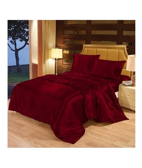 iShopping - Maguari Satin Soft Silk Shine Single Bed Sheet Maroon (0304)
