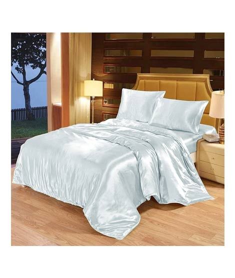 iShopping - Maguari Satin Soft Silk Shine Single Bed Sheet Sky Blue (0306)