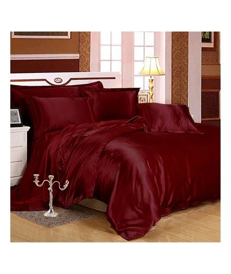 iShopping - Maguari Soft Silk Shine Comforter Bed Set Maroon