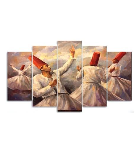 iShopping - Maguari Sufi Oil Painting Synthetic Canvas Small Wall Frame 5 Pcs (0677)