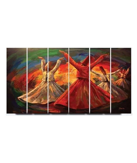 iShopping - Maguari Sufi Redish Canvas Small Wall Frame 6 Pcs (0688)