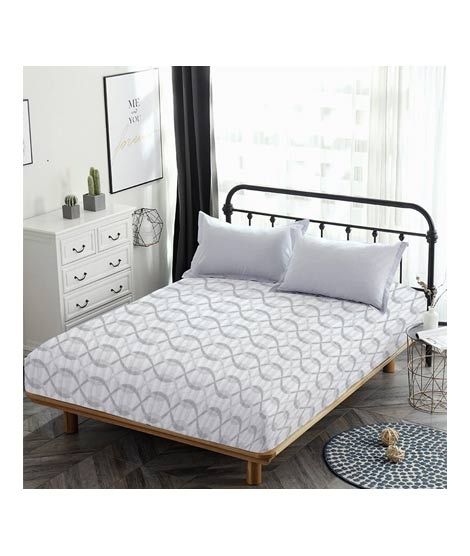 iShopping - Maguari Cotton Fitted Double Bed Sheet Grey (0422)