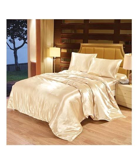 iShopping - Maguari Satin Soft Silk Shine Double Bed Sheet Beige (0312)