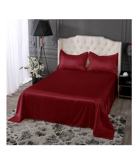 iShopping - Maguari Satin Soft Silk Shine King Bed Sheet Maroon (0321)