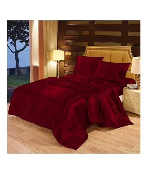 iShopping - Maguari Soft Silk Shine Double Bed Sheet Maroon
