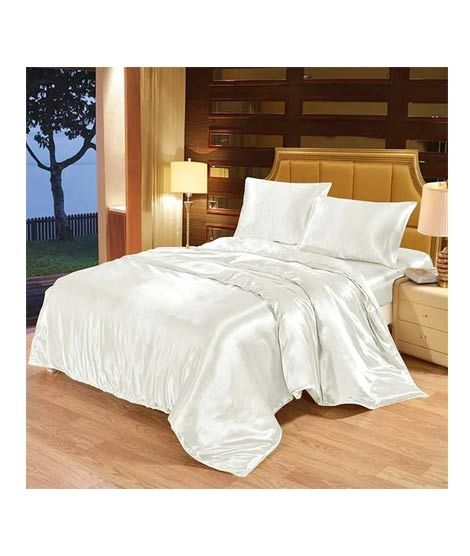 iShopping - Maguari Soft Silk Shine Double Bed Sheet White
