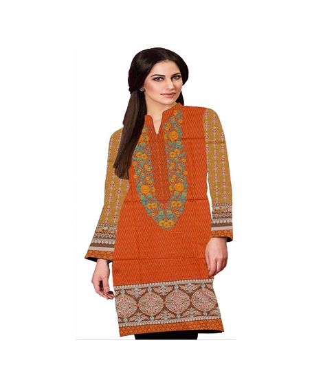 iShopping - Marfani Collection Rust Embroided Lawn Kurti for Women (RST-001)