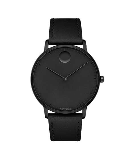 iShopping - Movado Face Leather Men's Watch Black (640002)