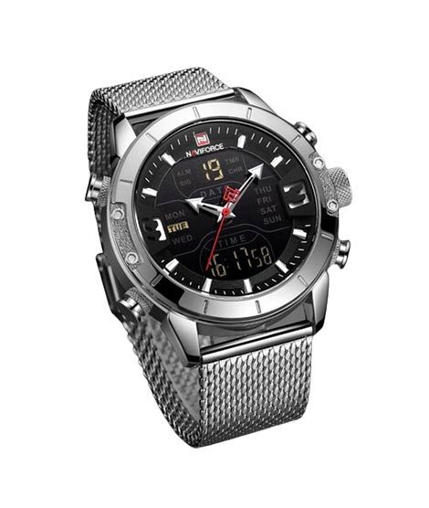 iShopping - Naviforce Mesh Band Dual Time Edition Watch For Men - Silver (NF-9153-3)