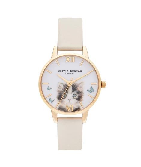 iShopping - Olivia Burton Illustrated Animals Cat Vegan Women's Watch Beige (OB16WL75)