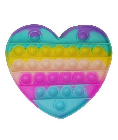 iShopping - Planet X Pop Bubble Fidget Spinner Pop It Rainbow Heart Silicone Toy (PX-11144)