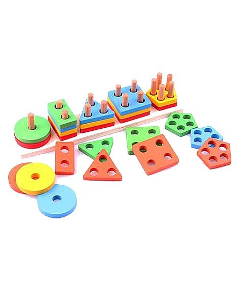 iShopping - Planet X 5 Column Wooden Geometric Shape Sorter (PX-10305)