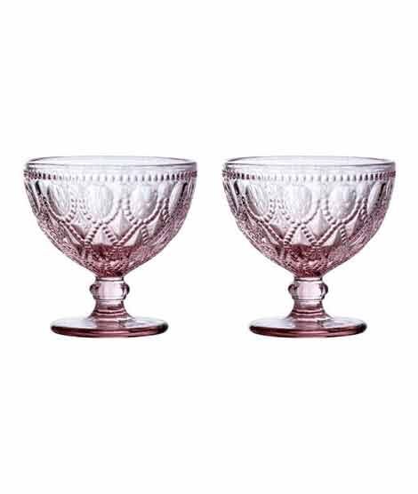 iShopping - Premier Home Fleur Pink Glass Sundae Dishes Set Of 2 (1404796)