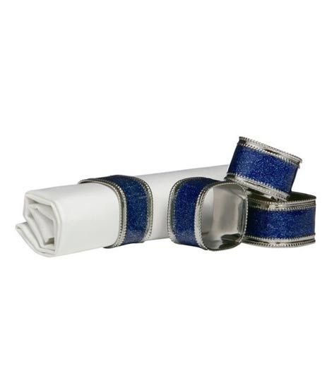 iShopping - Premier Home Sapphire Glitter Napkin Rings Set Of 4 (1403769)