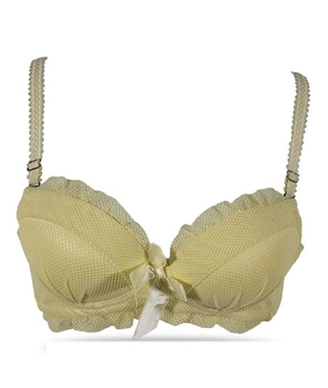 iShopping - Purple Bag Fancy Lace Soft Double Padded Wireless Pushup Bra Off White (0013)