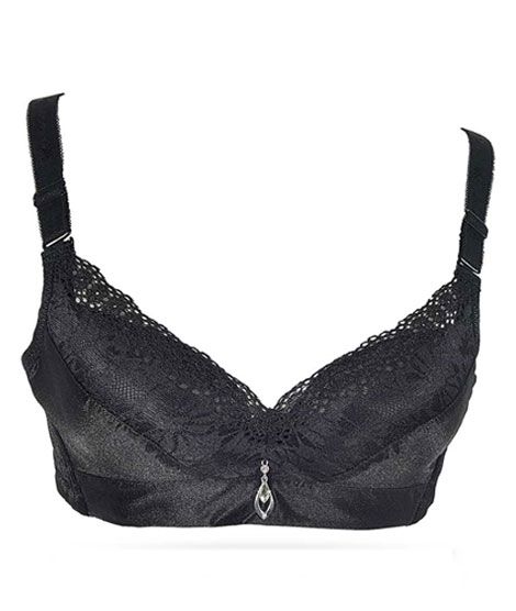 iShopping - Purple Bag Fancy Lace Wireless Soft Padded Pushup Bra Black (0021)