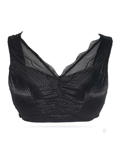 iShopping - Purple Bag Fancy Net Lace Soft Padded Wireless Bra Black (0038)