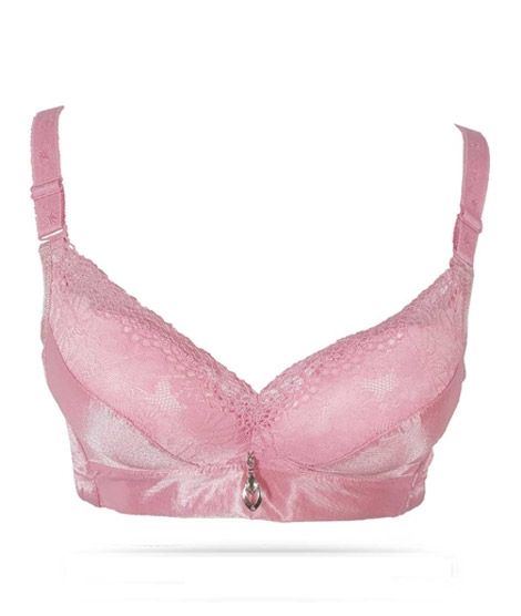 iShopping - Purple Bag Fancy Soft Padded Wireless Lace Bra Pink (0057)