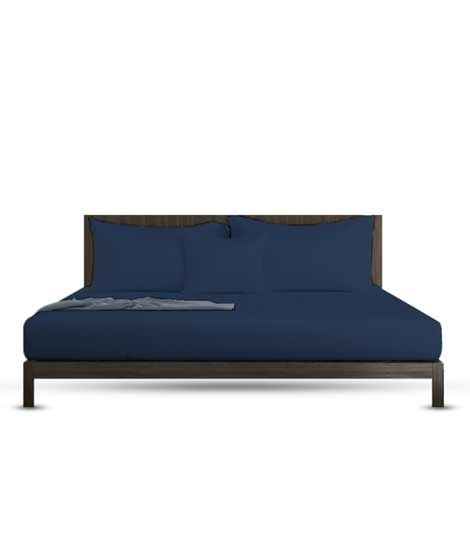 iShopping - Rainbow Linen Bed Sheet Set Full Size Dark Blue (Pack Of 3)