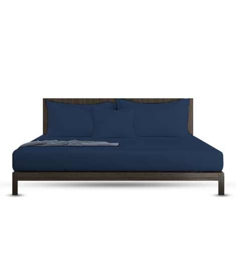 iShopping - Rainbow Linen Bed Sheet Set Queen Size Dark Blue (Pack Of 3)