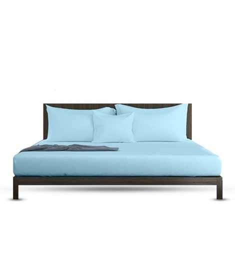iShopping - Rainbow Linen Bed Sheet Set Queen Size Light Blue (Pack Of 3)