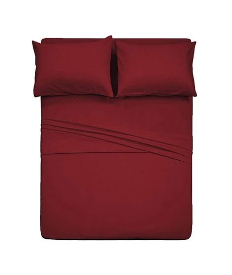 iShopping - Rainbow Linen Jersey Fitted Bed Sheet For Mattress Red (RHP-129) - King Size