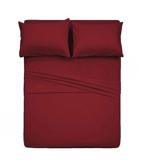 iShopping - Rainbow Linen Jersey Fitted Bed Sheet King Size Red (RHP230)
