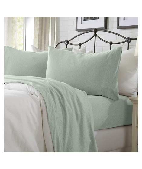 iShopping - Rainbow Linen Jersey Fitted Bed Sheet Queen Size Green (RHP112)