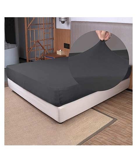 iShopping - Rainbow Linen Jersey Fitted Bed Sheet Single Size Anthracite (RHP100)