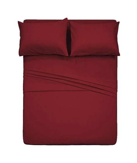iShopping - Rainbow Linen Jersey Fitted Bed Sheet Single Size Red (RHP109)