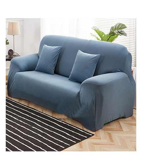 iShopping - Rainbow Linen Jersey Sofa Cover 1 Seater Light Blue